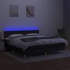 Cama Doble | Cama Box Spring | Cama Para Adultos Con Colchón Led Tela Negro 180x200 Cm Cfw691278