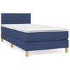 Cama Individual | Cama Box Spring | Cama Para Adultos Con Colchón Tela Azul 100x200 Cm Cfw587507