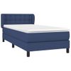 Cama Individual | Cama Box Spring | Cama Para Adultos Con Colchón Tela Azul 100x200 Cm Cfw210832