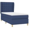 Cama Individual | Cama Para Adultos | Cama Box Spring Con Colchón Tela Azul 100x200 Cm Cfw772741