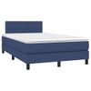 Cama Matrimonial | Cama Para Adultos | Cama Box Spring Con Colchón Tela Azul 120x190 Cm Cfw133824