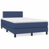 Cama Matrimonial | Cama Para Adultos | Cama Box Spring Con Colchón Tela Azul 120x190 Cm Cfw543786