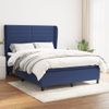 Cama Doble | Cama Box Spring | Cama Para Adultos Con Colchón Tela Azul 140x190 Cm Cfw208487