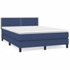 Cama Doble | Cama Box Spring | Cama Para Adultos Con Colchón Tela Azul 140x190 Cm Cfw930211