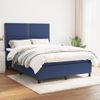 Cama Matrimonial | Cama Para Adultos | Cama Box Spring Con Colchón Tela Azul 140x190 Cm Cfw894049