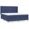 Cama Matrimonial | Cama Para Adultos | Cama Box Spring Con Colchón Tela Azul 160x200 Cm Cfw880224