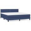 Cama Matrimonial | Cama Para Adultos | Cama Box Spring Con Colchón Tela Azul 180x200 Cm Cfw331731