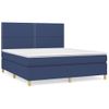 Cama Matrimonial | Cama Para Adultos | Cama Box Spring Con Colchón Tela Azul 180x200 Cm Cfw253356