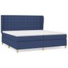 Cama Matrimonial | Cama Para Adultos | Cama Box Spring Con Colchón Tela Azul 200x200 Cm Cfw592057