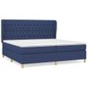 Cama Matrimonial | Cama Para Adultos | Cama Box Spring Con Colchón Tela Azul 200x200 Cm Cfw10904