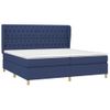 Cama Matrimonial | Cama Para Adultos | Cama Box Spring Con Colchón Tela Azul 200x200 Cm Cfw10904