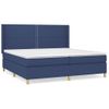 Cama Matrimonial | Cama Para Adultos | Cama Box Spring Con Colchón Tela Azul 200x200 Cm Cfw351368