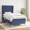 Cama Individual | Cama Para Adultos | Cama Box Spring Con Colchón Tela Azul 90x190 Cm Cfw824428