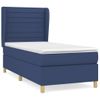 Cama Individual | Cama Para Adultos | Cama Box Spring Con Colchón Tela Azul 90x190 Cm Cfw824428