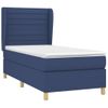 Cama Individual | Cama Para Adultos | Cama Box Spring Con Colchón Tela Azul 90x190 Cm Cfw824428