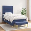 Cama Individual | Cama Para Adultos | Cama Box Spring Con Colchón Tela Azul 90x190 Cm Cfw561790