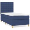 Cama Para Adulto | Cama Individual | Cama Box Spring Con Colchón Tela Azul 90x190 Cm Cfw199706