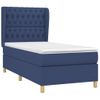 Cama Individual | Cama Box Spring | Cama Para Adultos Con Colchón Tela Azul 90x190 Cm Cfw550491