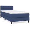 Cama Individual | Cama Para Adultos | Cama Box Spring Con Colchón Tela Azul 90x190 Cm Cfw105735