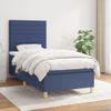 Cama Individual | Cama Para Adultos | Cama Box Spring Con Colchón Tela Azul 90x190 Cm Cfw232279