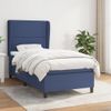 Cama Individual | Cama Para Adultos | Cama Box Spring Con Colchón Tela Azul 90x190 Cm Cfw986176