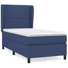 Cama Individual | Cama Para Adultos | Cama Box Spring Con Colchón Tela Azul 90x190 Cm Cfw986176