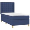 Cama Para Adulto | Cama Individual | Cama Box Spring Con Colchón Tela Azul 90x190 Cm Cfw305846