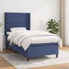 Cama Individual | Cama Para Adultos | Cama Box Spring Con Colchón Tela Azul 90x200 Cm Cfw972397