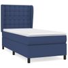 Cama Para Adulto | Cama Individual | Cama Box Spring Con Colchón Tela Azul 90x200 Cm Cfw720432