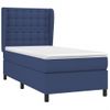 Cama Para Adulto | Cama Individual | Cama Box Spring Con Colchón Tela Azul 90x200 Cm Cfw720432