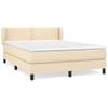 Cama Doble | Cama Box Spring | Cama Para Adultos Con Colchón Tela Color Crema 140x190 Cm Cfw690412