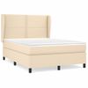 Cama Doble | Cama Box Spring | Cama Para Adultos Con Colchón Tela Color Crema 140x190 Cm Cfw892967