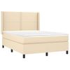 Cama Doble | Cama Box Spring | Cama Para Adultos Con Colchón Tela Color Crema 140x190 Cm Cfw242282