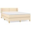 Cama Doble | Cama Box Spring | Cama Para Adultos Con Colchón Tela Color Crema 140x190 Cm Cfw357246