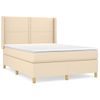 Cama Doble | Cama Box Spring | Cama Para Adultos Con Colchón Tela Color Crema 140x190 Cm Cfw952234