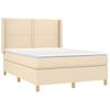 Cama Doble | Cama Box Spring | Cama Para Adultos Con Colchón Tela Color Crema 140x190 Cm Cfw952234