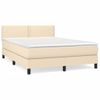 Cama Doble | Cama Box Spring | Cama Para Adultos Con Colchón Tela Color Crema 140x190 Cm Cfw178569