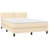 Cama Doble | Cama Box Spring | Cama Para Adultos Con Colchón Tela Color Crema 140x190 Cm Cfw178569