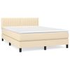 Cama Doble | Cama Box Spring | Cama Para Adultos Con Colchón Tela Color Crema 140x190 Cm Cfw598683