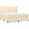 Cama Matrimonial | Cama Para Adultos | Cama Box Spring Con Colchón Tela Color Crema 180x200 Cm Cfw506449