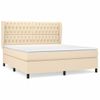 Cama Matrimonial | Cama Para Adultos | Cama Box Spring Con Colchón Tela Color Crema 180x200 Cm Cfw953047