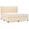 Cama Matrimonial | Cama Para Adultos | Cama Box Spring Con Colchón Tela Color Crema 180x200 Cm Cfw429858