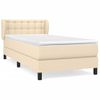 Cama Individual | Cama Para Adultos | Cama Box Spring Con Colchón Tela Color Crema 90x190 Cm Cfw469593