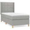 Cama Individual | Cama Para Adultos | Cama Box Spring Con Colchón Tela Gris Claro 100x200 Cm Cfw470665