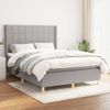 Cama Doble | Cama Box Spring | Cama Para Adultos Con Colchón Tela Gris Claro 140x190 Cm Cfw717642