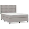 Cama Matrimonial | Cama Para Adultos | Cama Box Spring Con Colchón Tela Gris Claro 140x190 Cm Cfw967589