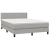 Cama Doble | Cama Box Spring | Cama Para Adultos Con Colchón Tela Gris Claro 140x190 Cm Cfw742854