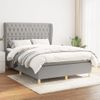 Cama Doble | Cama Box Spring | Cama Para Adultos Con Colchón Tela Gris Claro 140x190 Cm Cfw652910