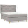 Cama Doble | Cama Box Spring | Cama Para Adultos Con Colchón Tela Gris Claro 140x190 Cm Cfw652910