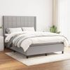 Cama Doble | Cama Box Spring | Cama Para Adultos Con Colchón Tela Gris Claro 140x190 Cm Cfw652543